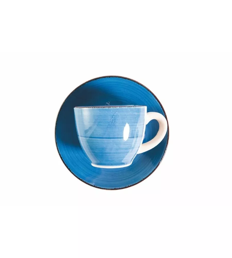 SERVIZIO TAZZINE DA CAFFÈ "BAITA ACUQA " IN GRESS SFUMATURE DI BLU 90ML, 6 PEZZI